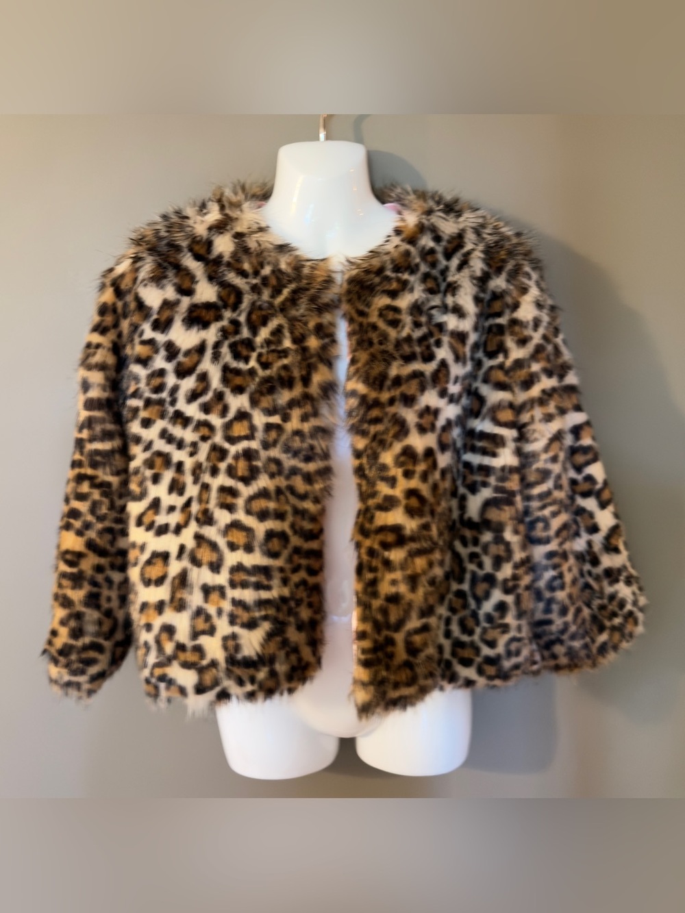 Rinascimento Leopard Print Faux Fur Bolero Jacket - Size L
